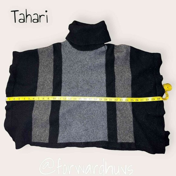 Tahari Wool Blend Poncho Sweater with Cowl Neck Size Small - Picture 8 of 12